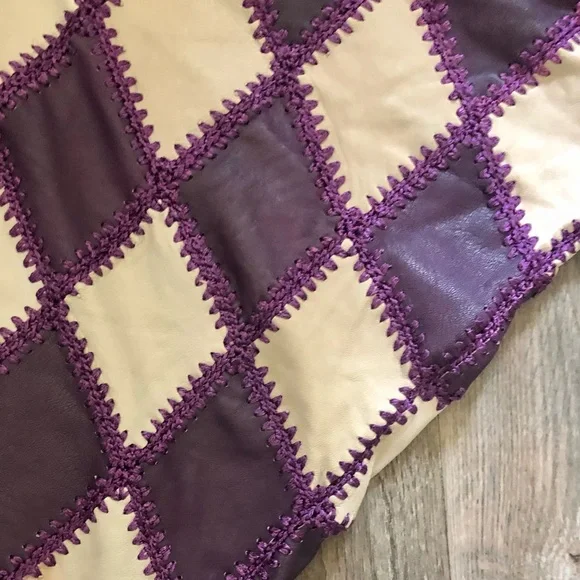 Vintage Patchwork Leather Batwing Top - Picture 5 of 11